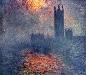 London, Houses of Parliament. The Sun Shining through the Fog. Claude Monet