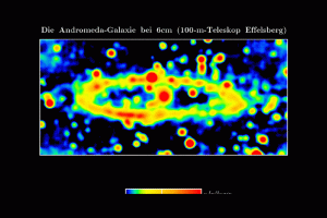 Efelsbergo teleskopas leido padaryti pirmą detalesnę Andromedos galaktikos nuotrauką radiobangų diapozone.